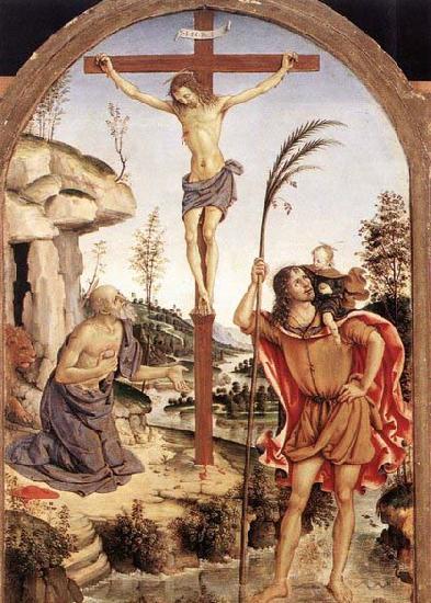 Pinturicchio The Crucifixion with Sts Jerome and Christopher France oil painting art