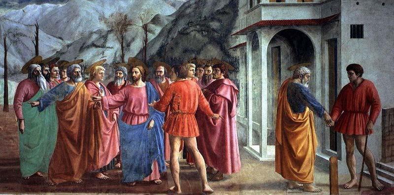 MASACCIO The Tribute Money, fresco in the Brancacci Chapel in Santa Maria del Carmine, Florence oil painting image