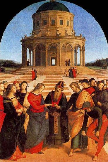 Raphael The Wedding of the Virgin, Raphael most sophisticated altarpiece of this period. oil painting image
