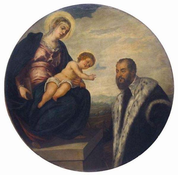 Tintoretto Madonna with Child and Donor, France oil painting art