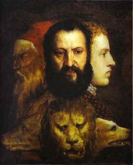 Titian The Allegory of Age Governed by Prudence is thought to depict Titian, oil painting image