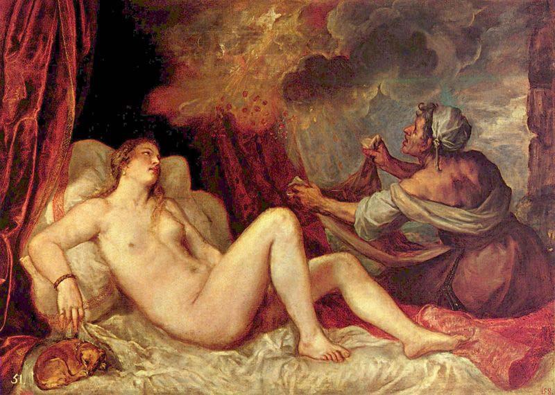 Titian Titian unmatched handling of color is exemplified by his Danae, oil painting picture