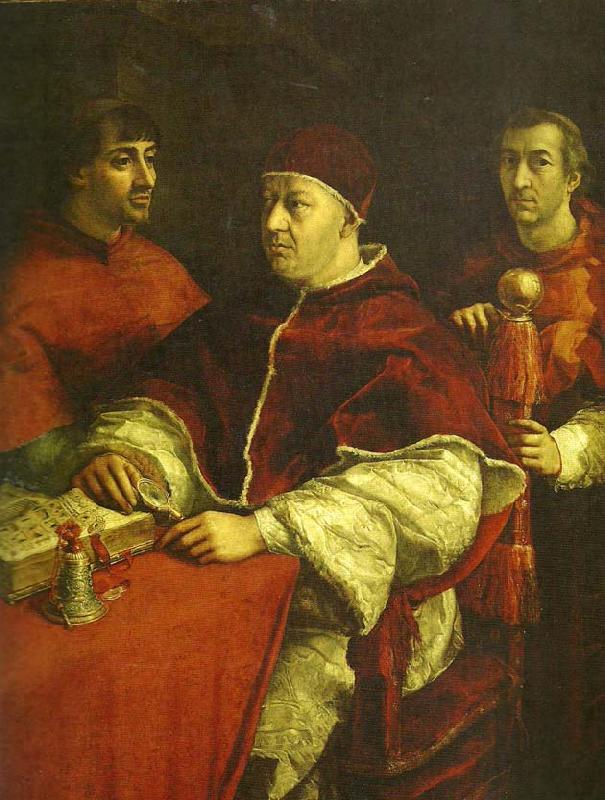 Raphael pope leo x with cardinals giulio de' oil painting image