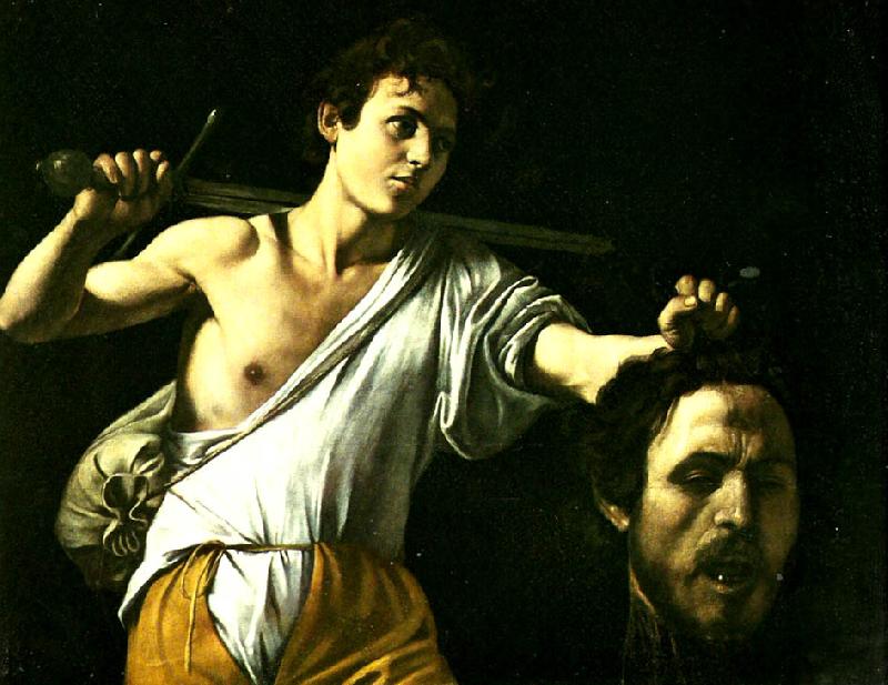 Caravaggio david med goliats huvud France oil painting art