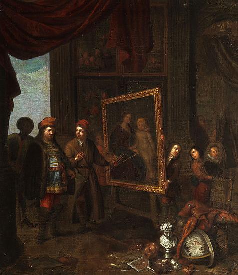Anonymous A nobleman visits an artist in his studio France oil painting art