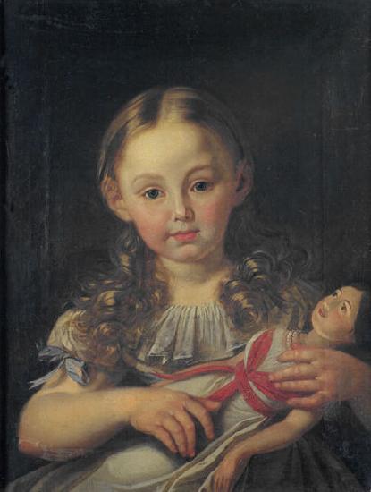 Anonymous Girl with a doll France oil painting art