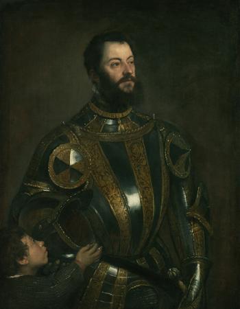 Titian Portrait of Alfonso d'Avalos (1502-1546), in Armor with a Page oil painting image
