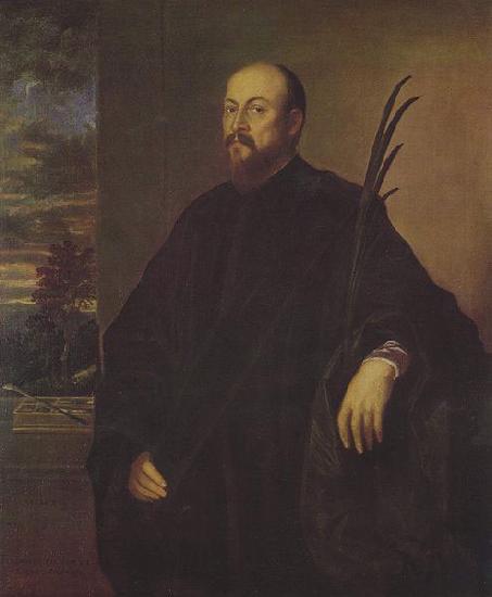 Titian Portrat eines Malers mit einer Palme oil painting image