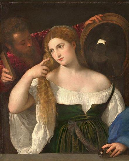 Titian Woman with a Mirror France oil painting art
