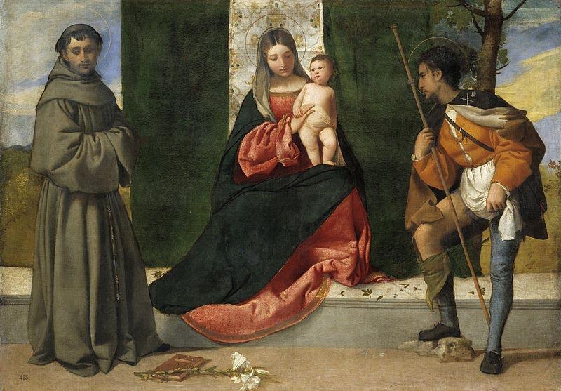 Titian La Virgen con el Nino, entre San Antonio de Padua y San Roque France oil painting art