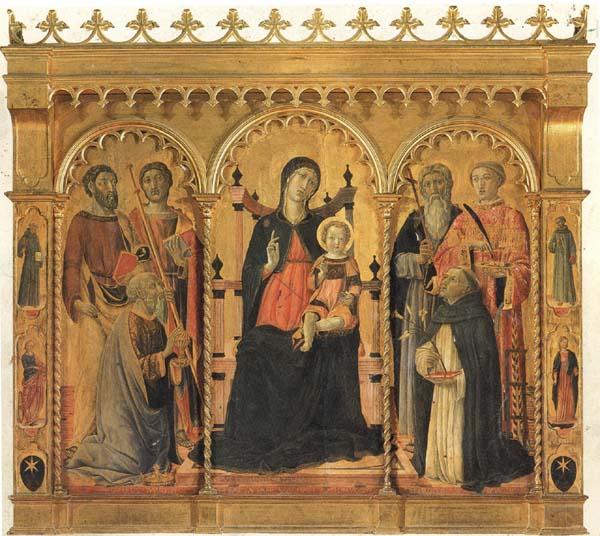 Vecchietta Madonna and Child Enthroned with SS.Bartholomew,James,Eligius,Andrew,Lawrence and Dominic France oil painting art