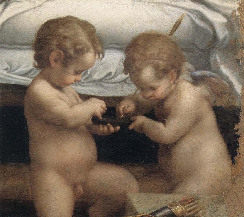 Correggio Danae,Detail of the two cupids oil painting image
