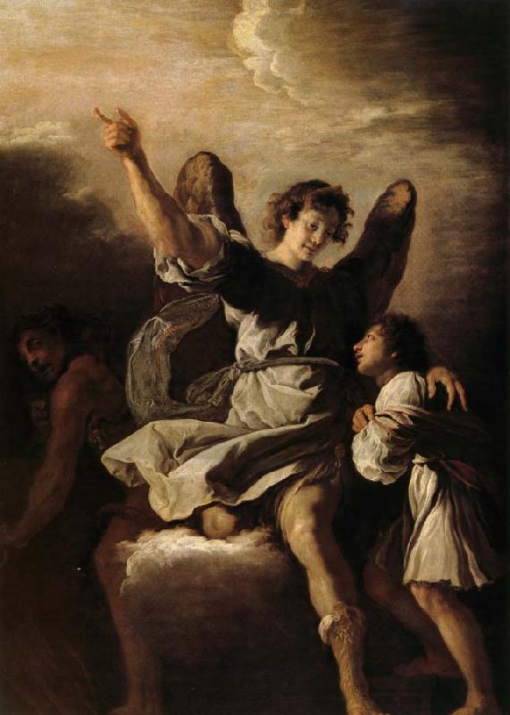 Fetti,Domenico L'ange gardien protegeant un enfant de l'empire du demon France oil painting art
