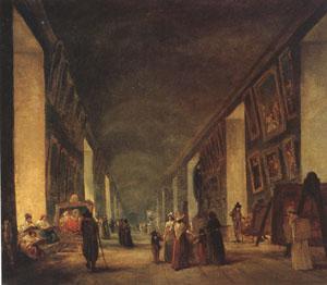 louvre The Grande Galerie at the Louvre between (mk05) France oil painting art