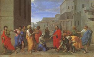 Poussin Christ and the Woman Taken in Adultery (mk05) oil painting image