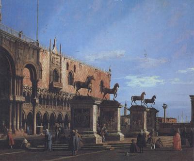 Canaletto Capriccio con i cavalli della basilica posti sulla Piazzetta (mk21) France oil painting art