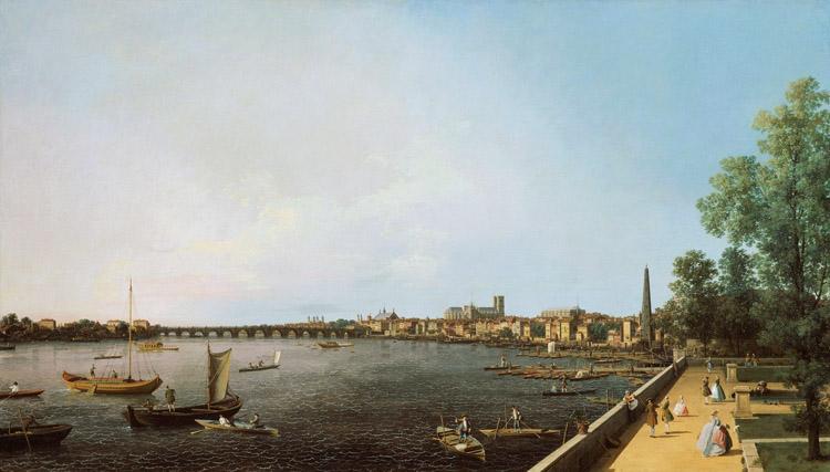 Canaletto View of London: The Thames from Somerset House towards Westminster (mk25) France oil painting art
