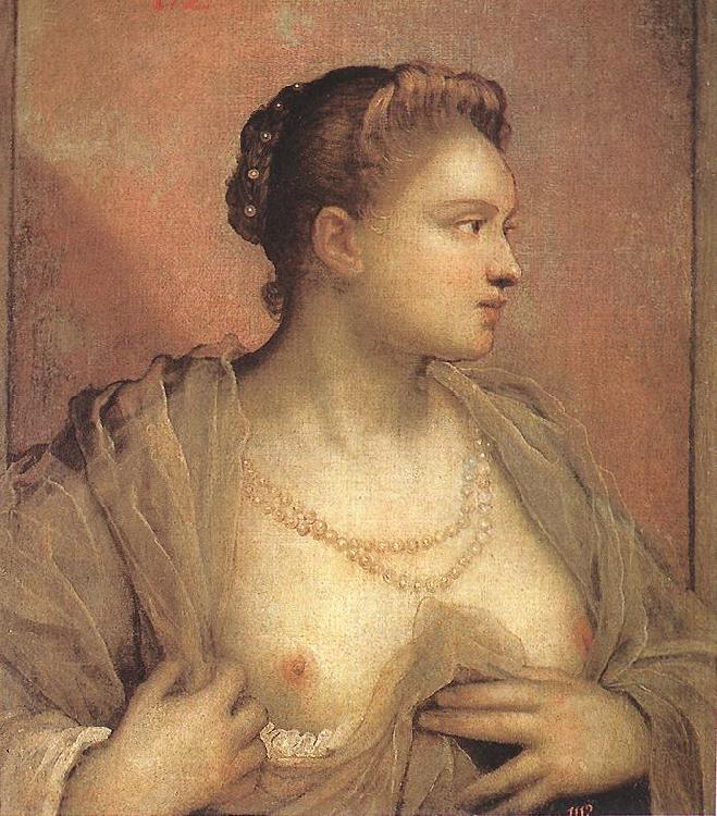 Tintoretto Portrait of a Woman Revealing her Breasts France oil painting art